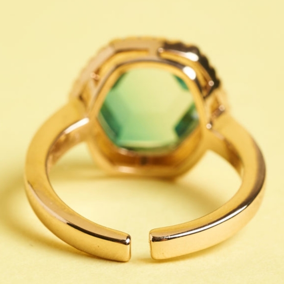 NWT Joy Dravecky Chloe Ring – Cubic Zirconia, Gold-Plated, Size 6-8 - Picture 2 of 5